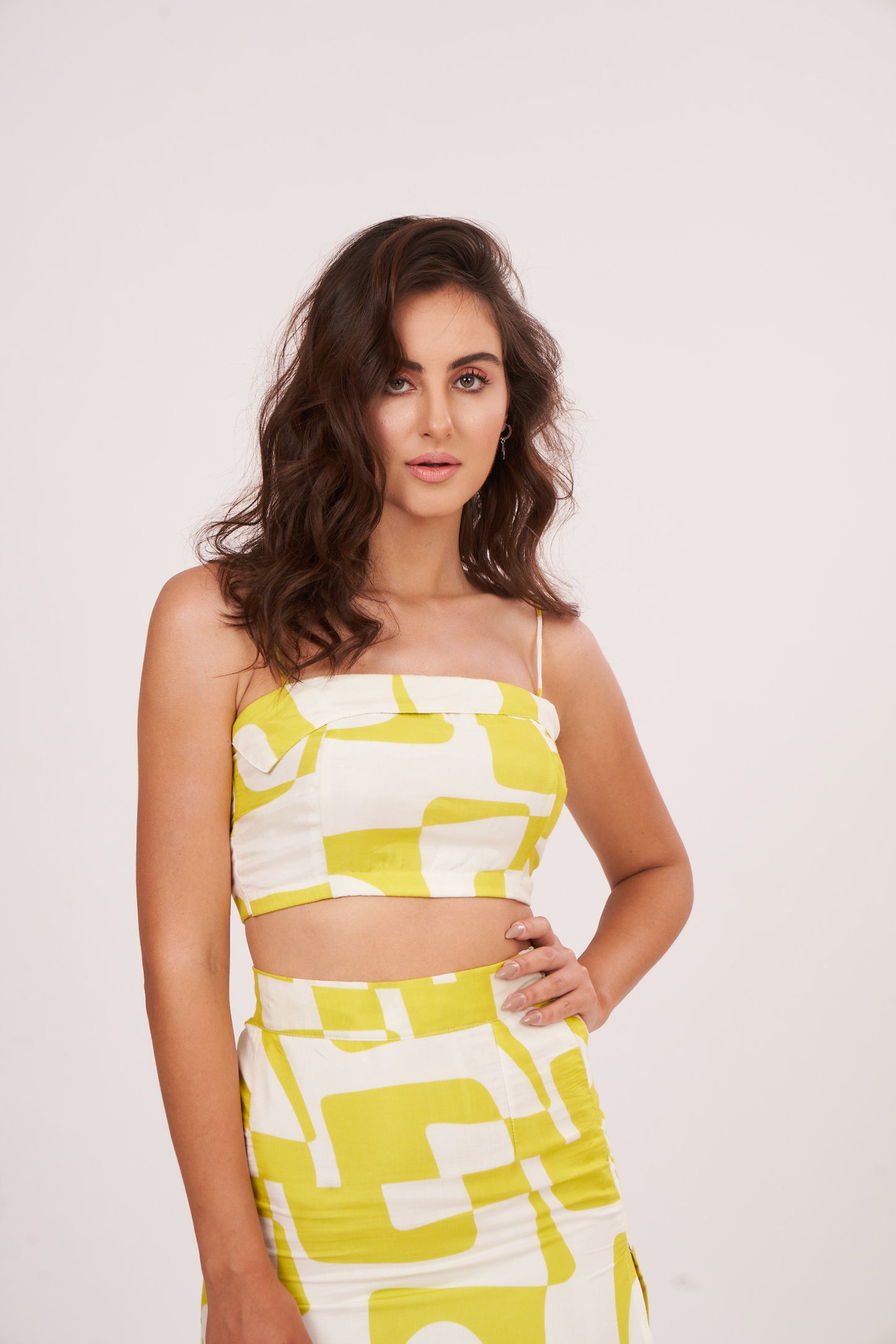 Yellow Printed Strappy Top