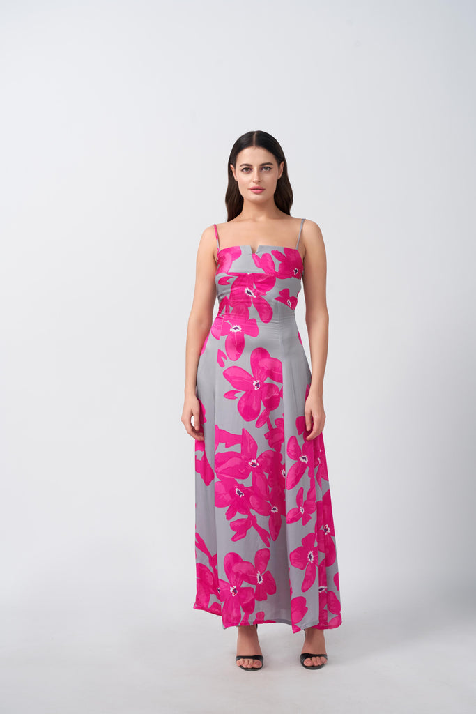 Petal Poise Silk Dress