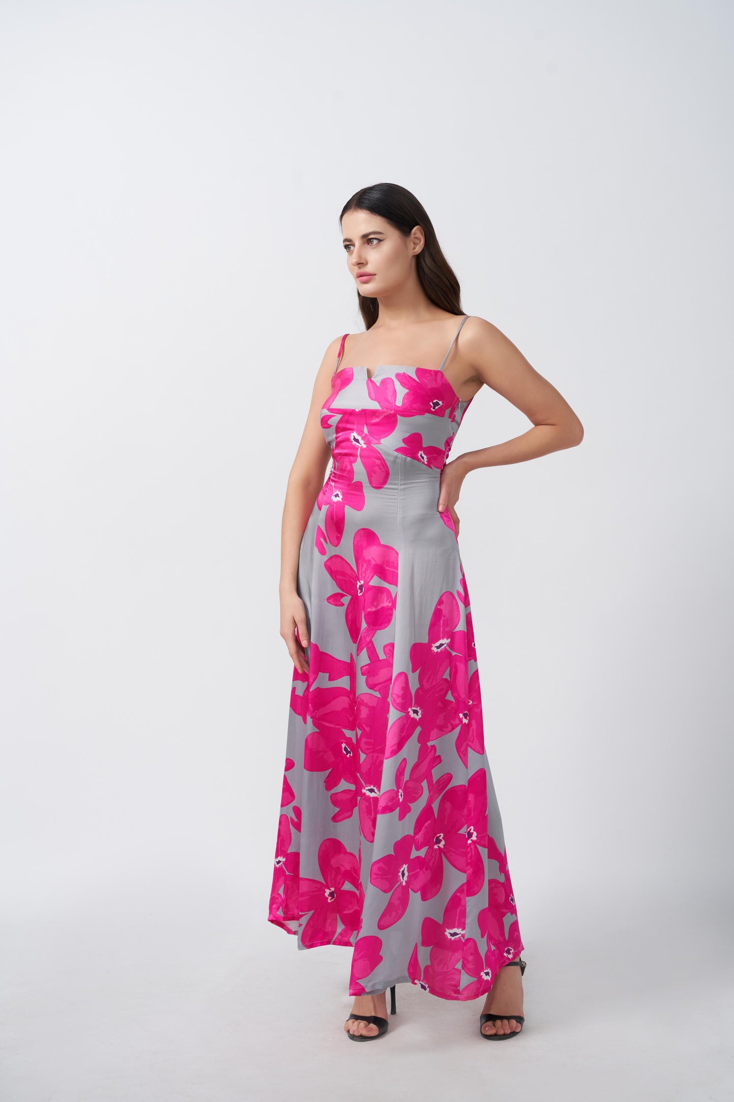 Petal Poise Silk Dress