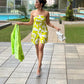 Yellow Printed Short Tube Dress