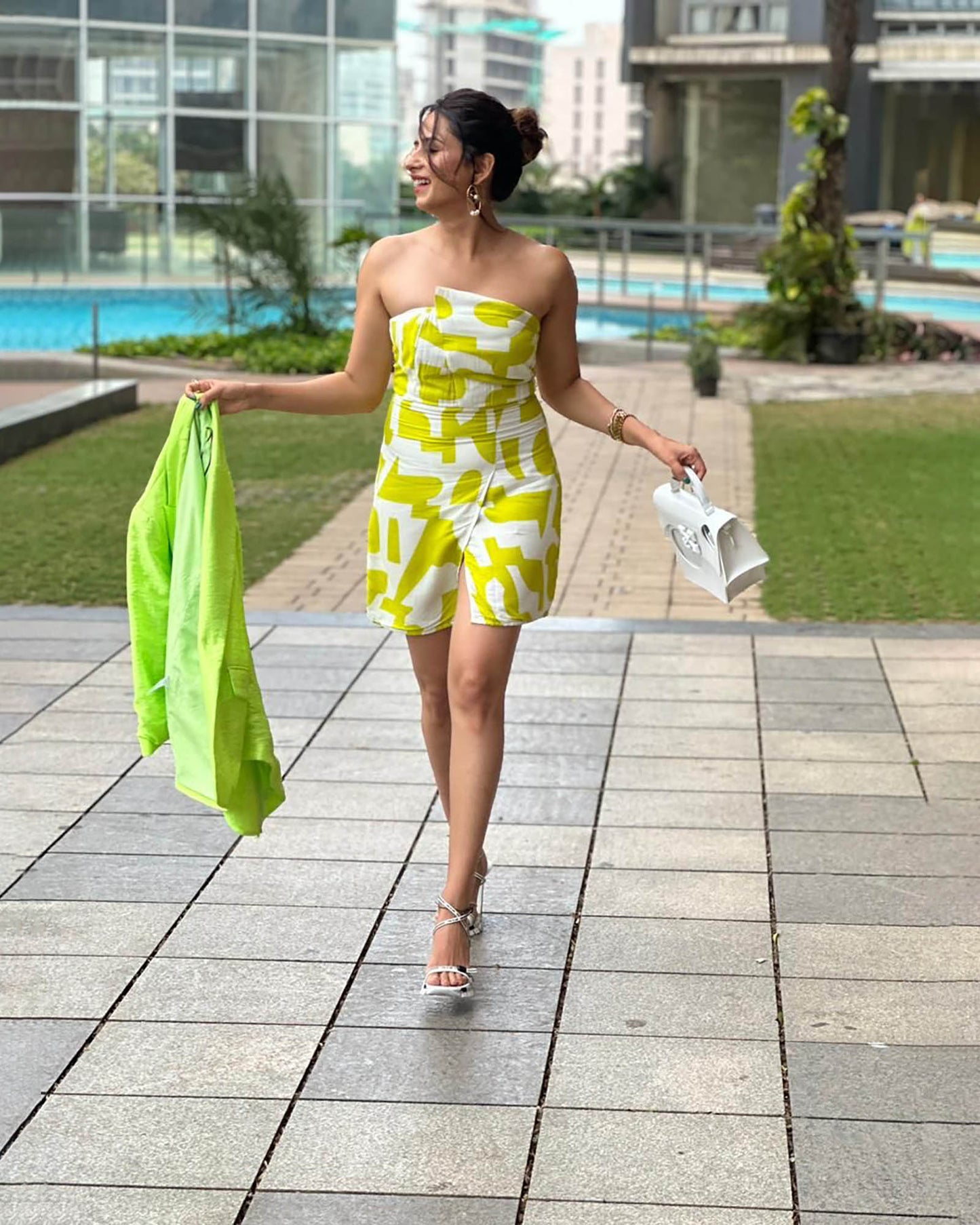 Yellow Printed Short Tube Dress