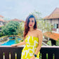 Yellow Printed Short Tube Dress