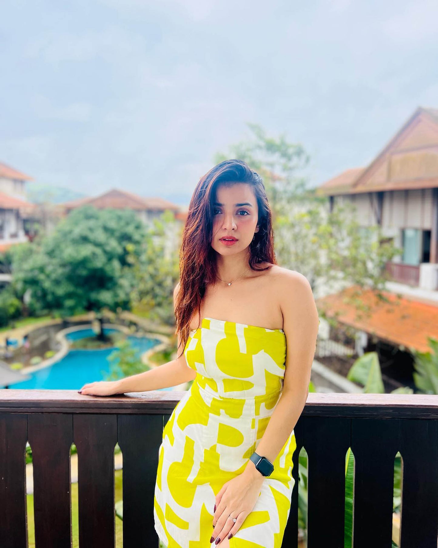 Yellow Printed Short Tube Dress