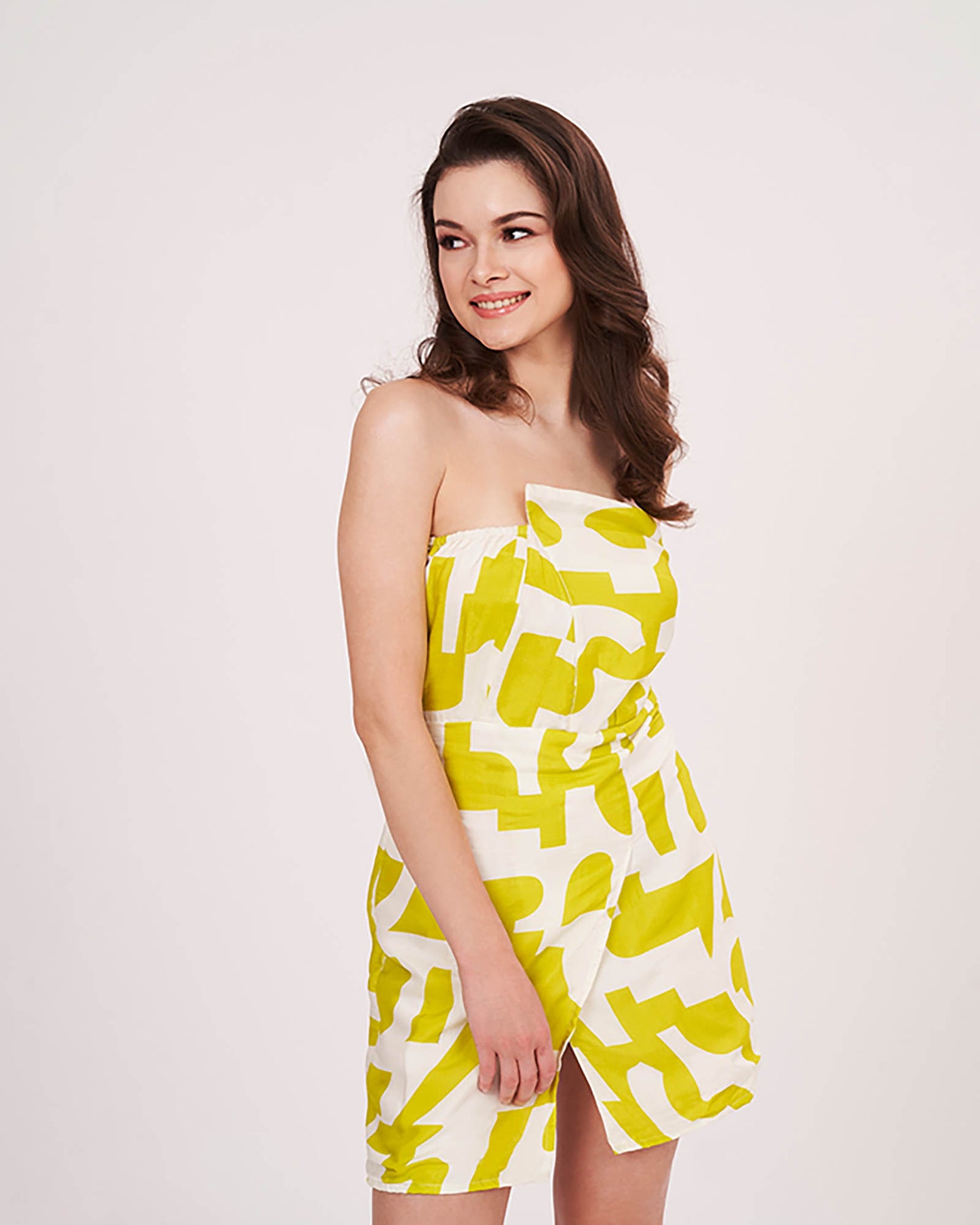 Yellow Printed Short Tube Dress