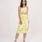 Yellow Printed Strappy Top & Skirt Co-Ord Set