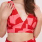 Summer v-neck crop top made from muslin fabric with intricate geometric design. 