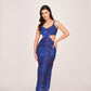 Azure Blossom Elegance Midi Dress